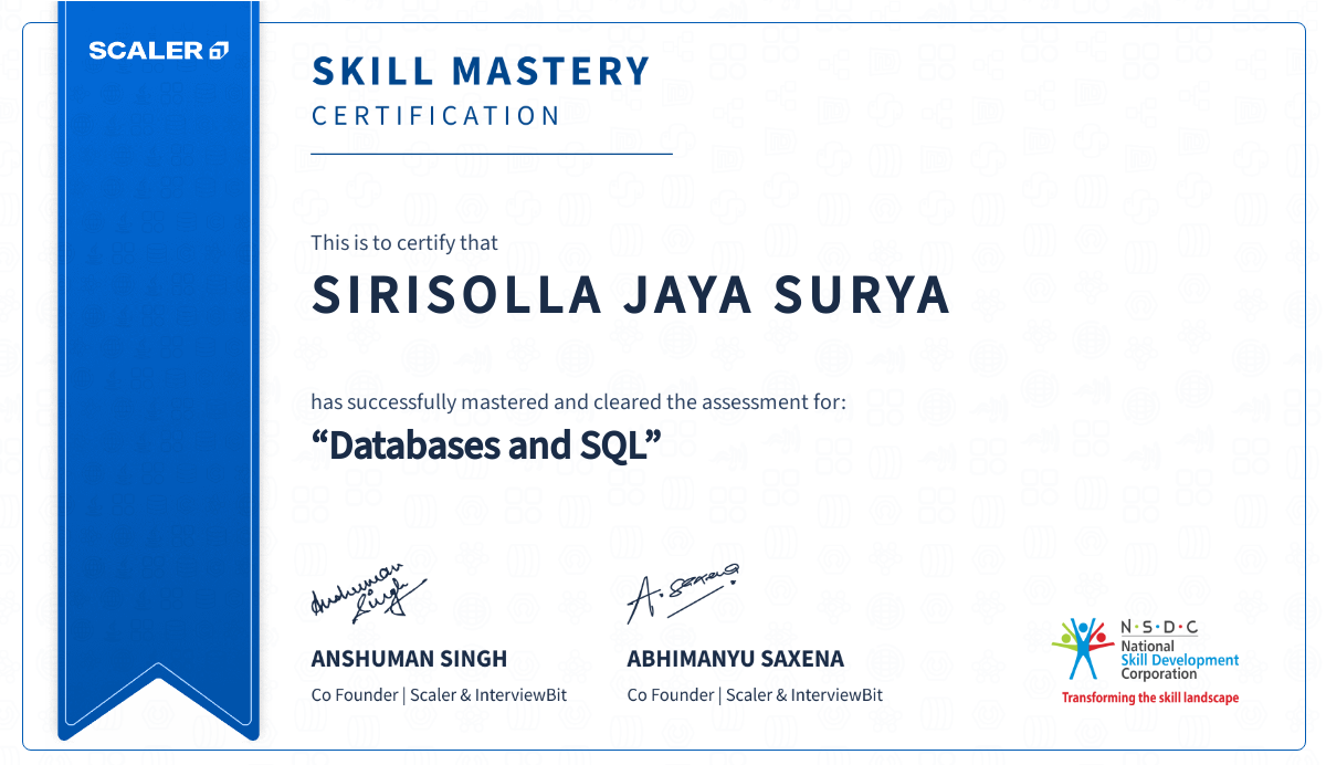 Databases & SQL — Skill Mastery